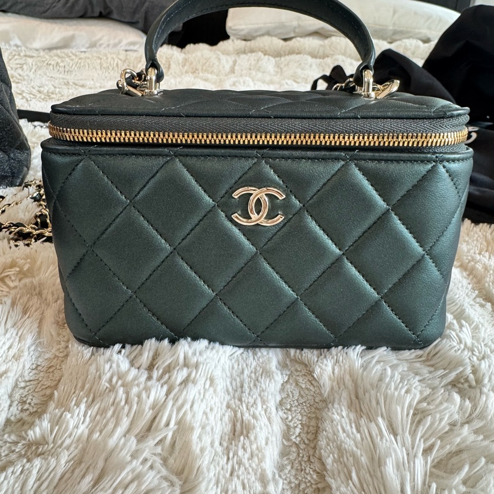 Chanel Green Quilted Leather Bag